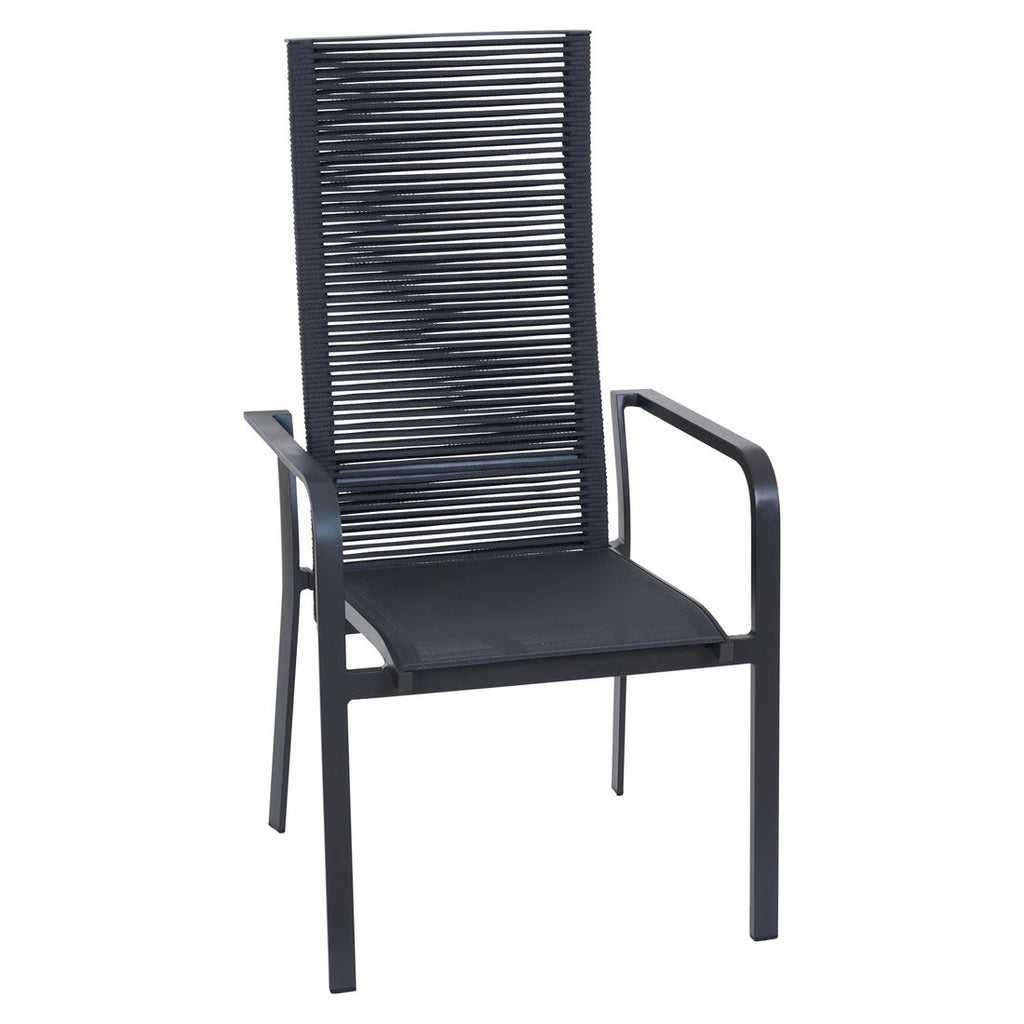 Stabelstol ute Carlton aluminium/tau regulerbar rygg - Siena Garden forfra