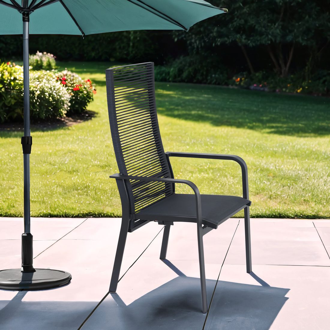 Stabelstol ute Carlton aluminium/tau regulerbar rygg - Siena Garden bakside