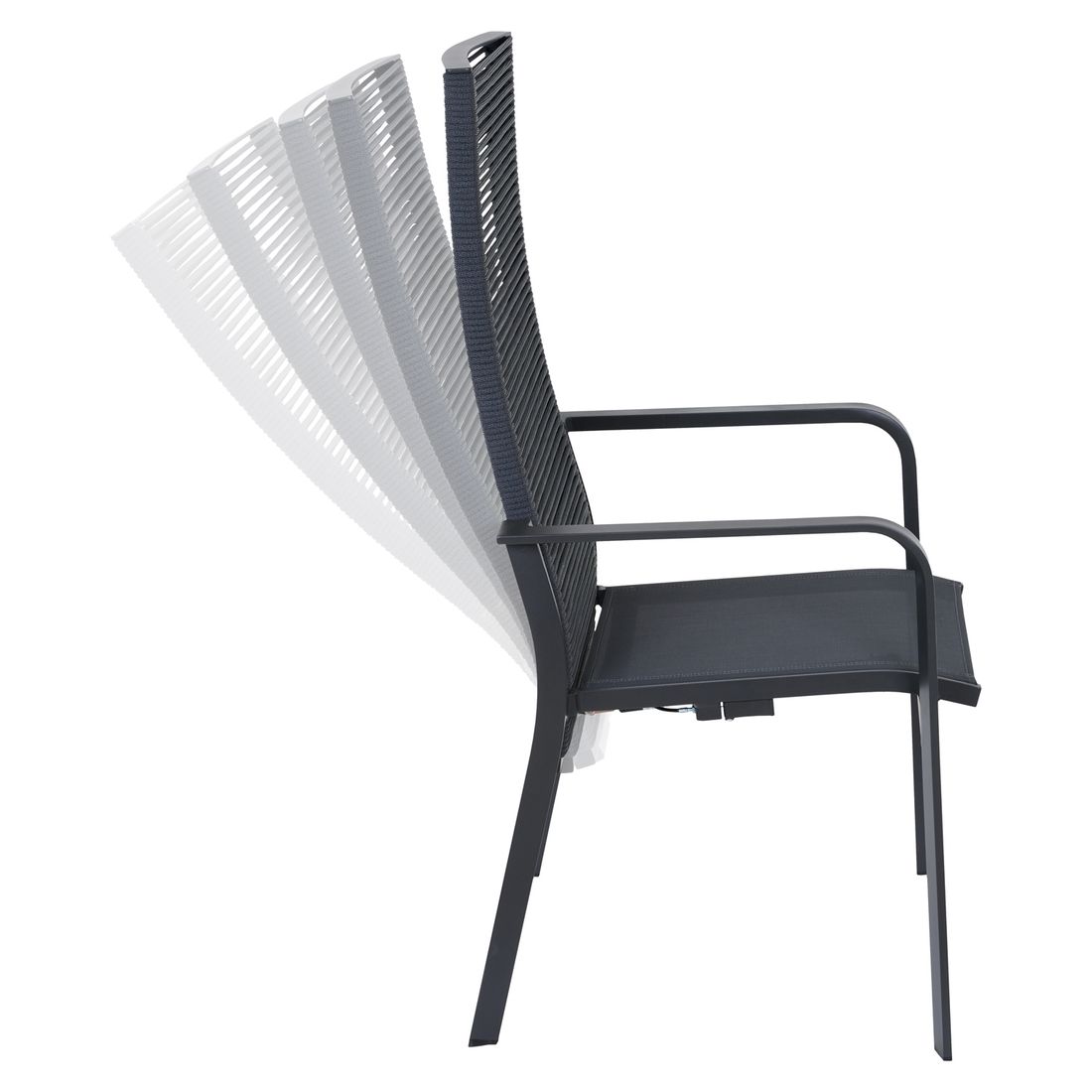Stabelstol ute Carlton aluminium/tau regulerbar rygg - Siena Garden stablet i hage