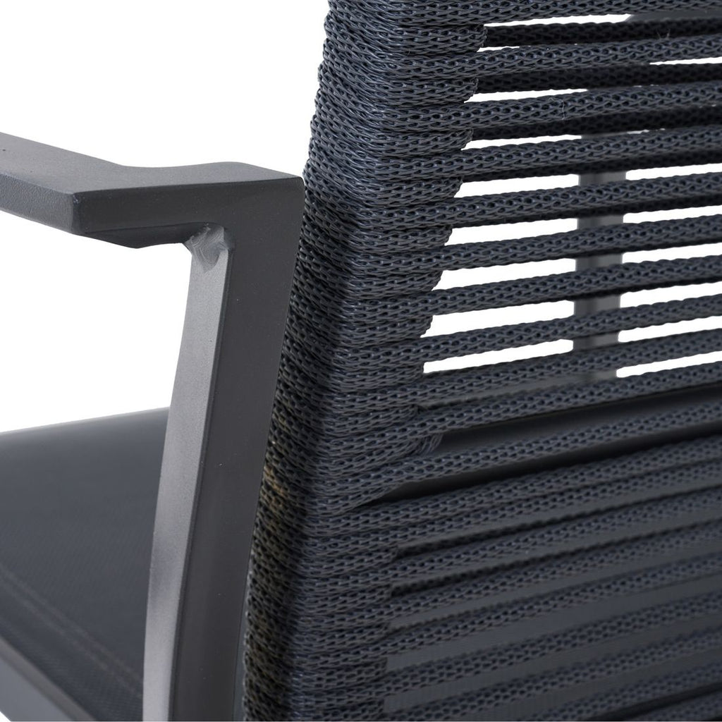 Stabelstol ute Carlton aluminium/tau regulerbar rygg - Siena Garden detalj av tau materiale