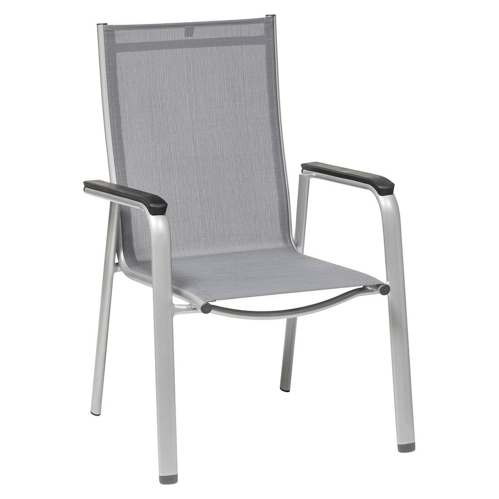 Stabelstol ute Cirrus aluminium/textilen 60x61 cm bakside