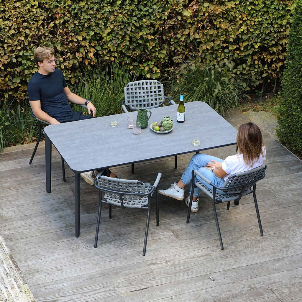 Stabelstol ute Costa aluminium/tau 60,5x57 cm Zebra nærbilde rope materiale