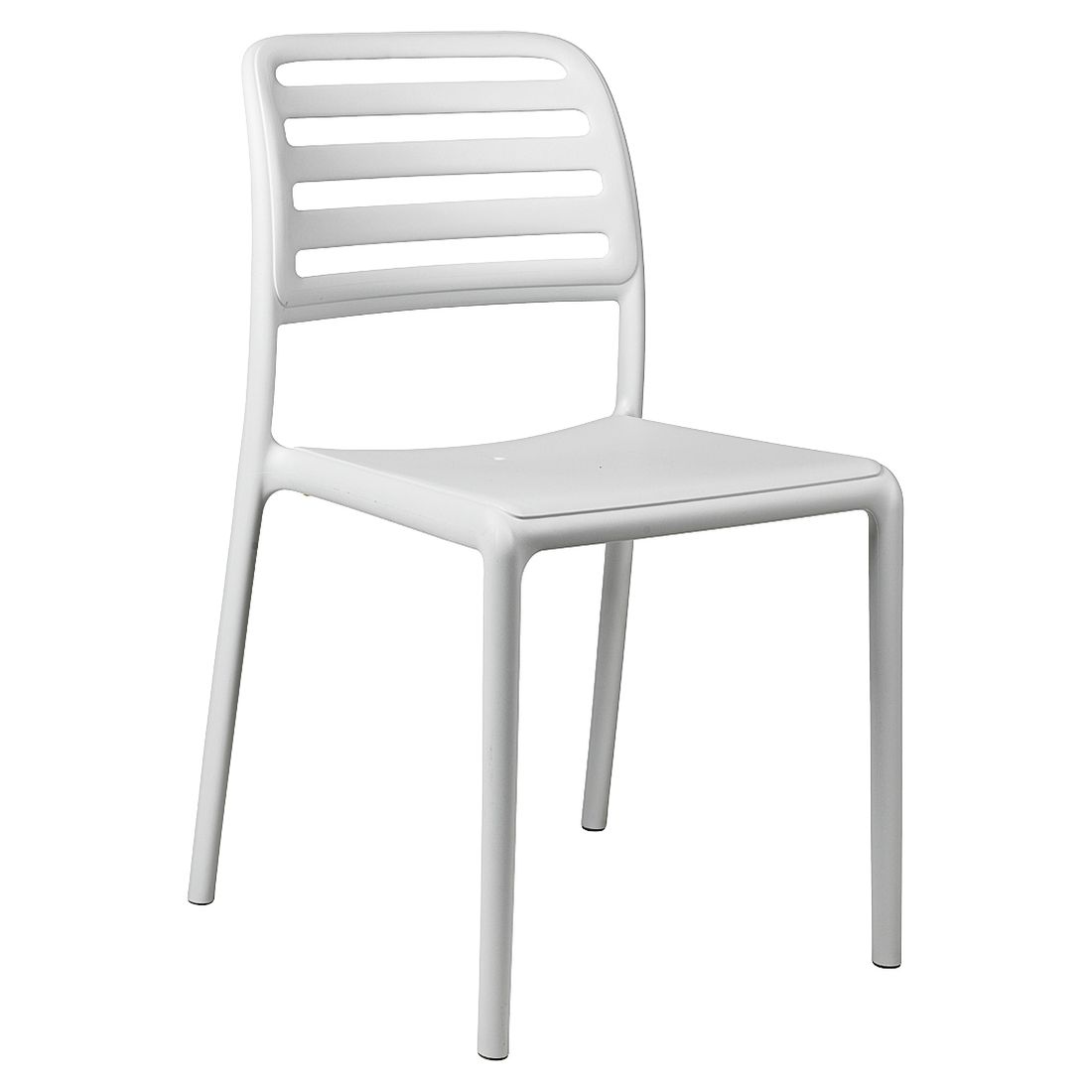 Stabelstol ute Costa Bistrot plast hvit 49x54 cm forfra