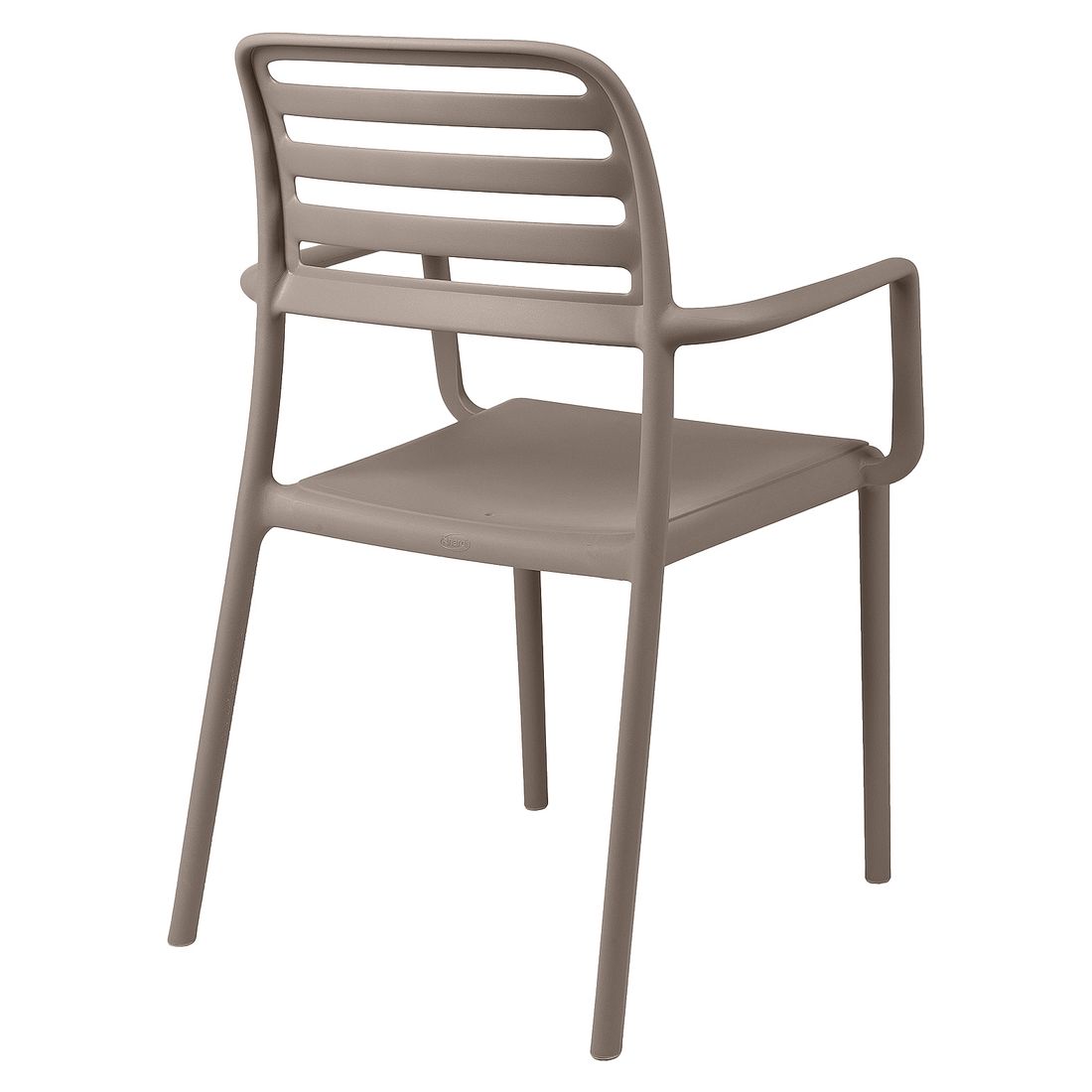Nærbilde av sete på Stabelstol ute Costa plast taupe 59x57 cm