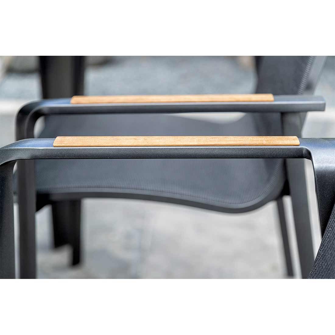 Sideprofil av Stabelstol ute Diamond aluminium/Sunbrella antrasitt