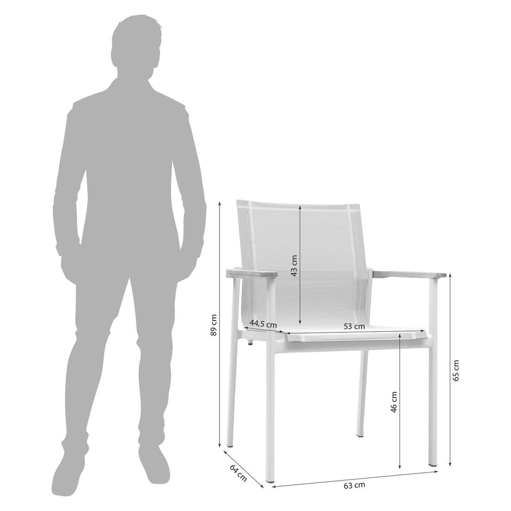 Stabelstol ute Enox aluminium Batyline 63x64 cm Zebra detalj