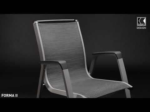 Stabelstol ute Forma II aluminium/textilen forfra