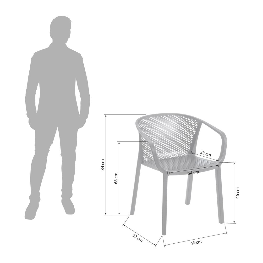 Montert Stabelstol ute Gianet plast 48x57 cm mørkegrå i hage