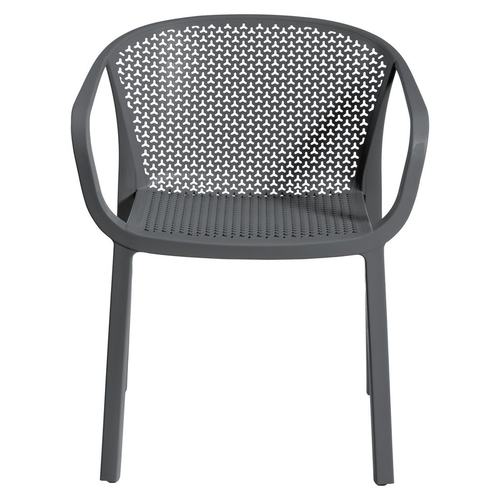 Nærbilde av sete på Stabelstol ute Gianet plast 48x57 cm mørkegrå