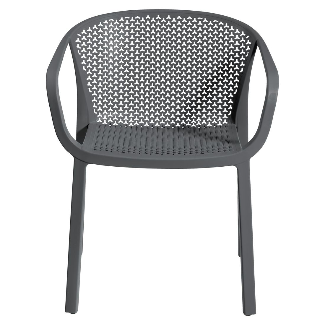 Nærbilde av sete på Stabelstol ute Gianet plast 48x57 cm mørkegrå