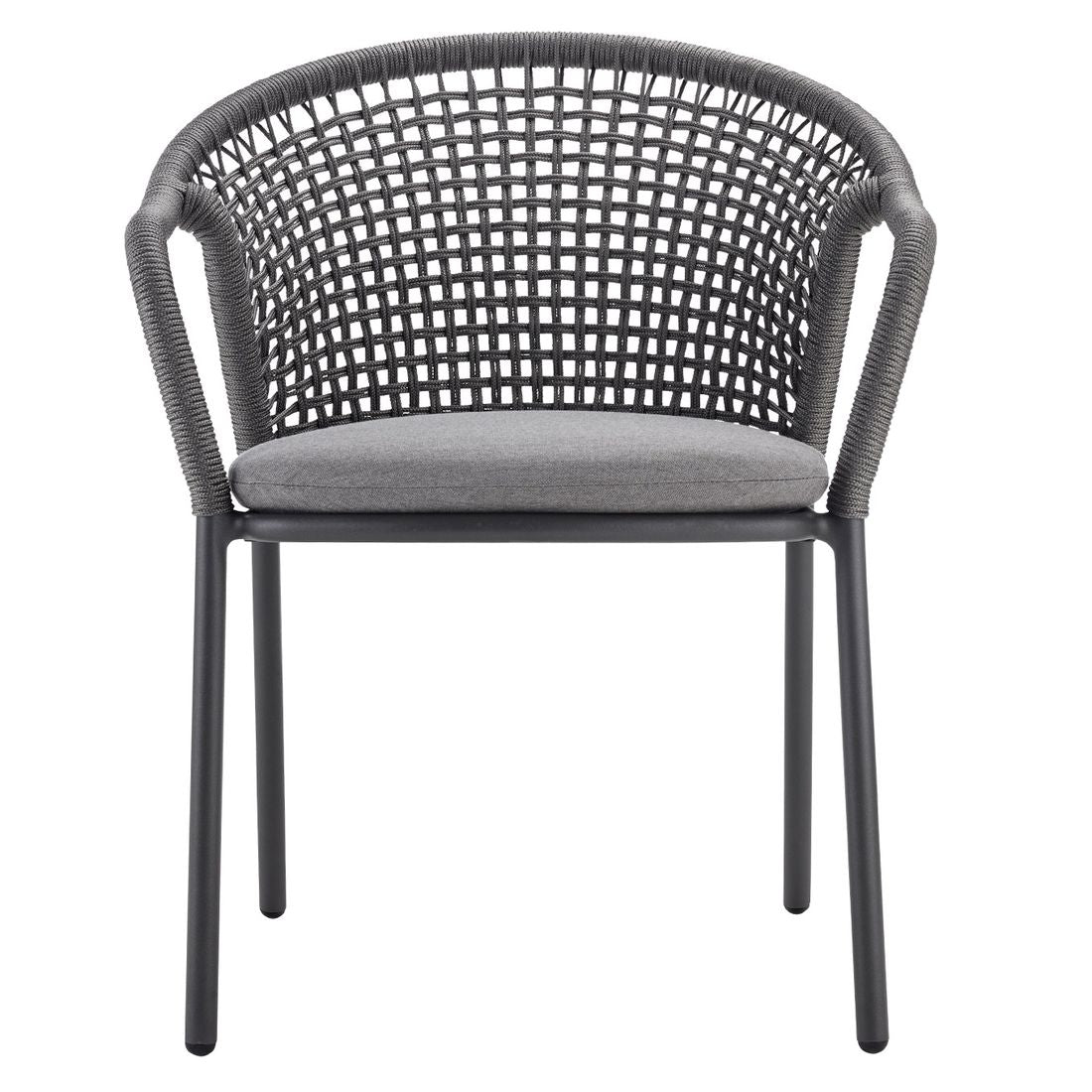 Stabelstol ute Jooy aluminium med sittepute montert på terrasse