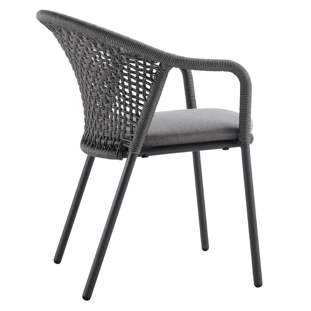 Stabelstol ute Jooy aluminium med sittepute sideprofil