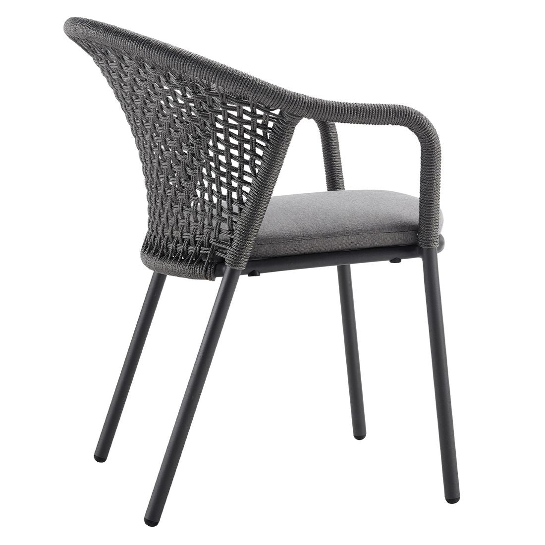 Stabelstol ute Jooy aluminium med sittepute sideprofil
