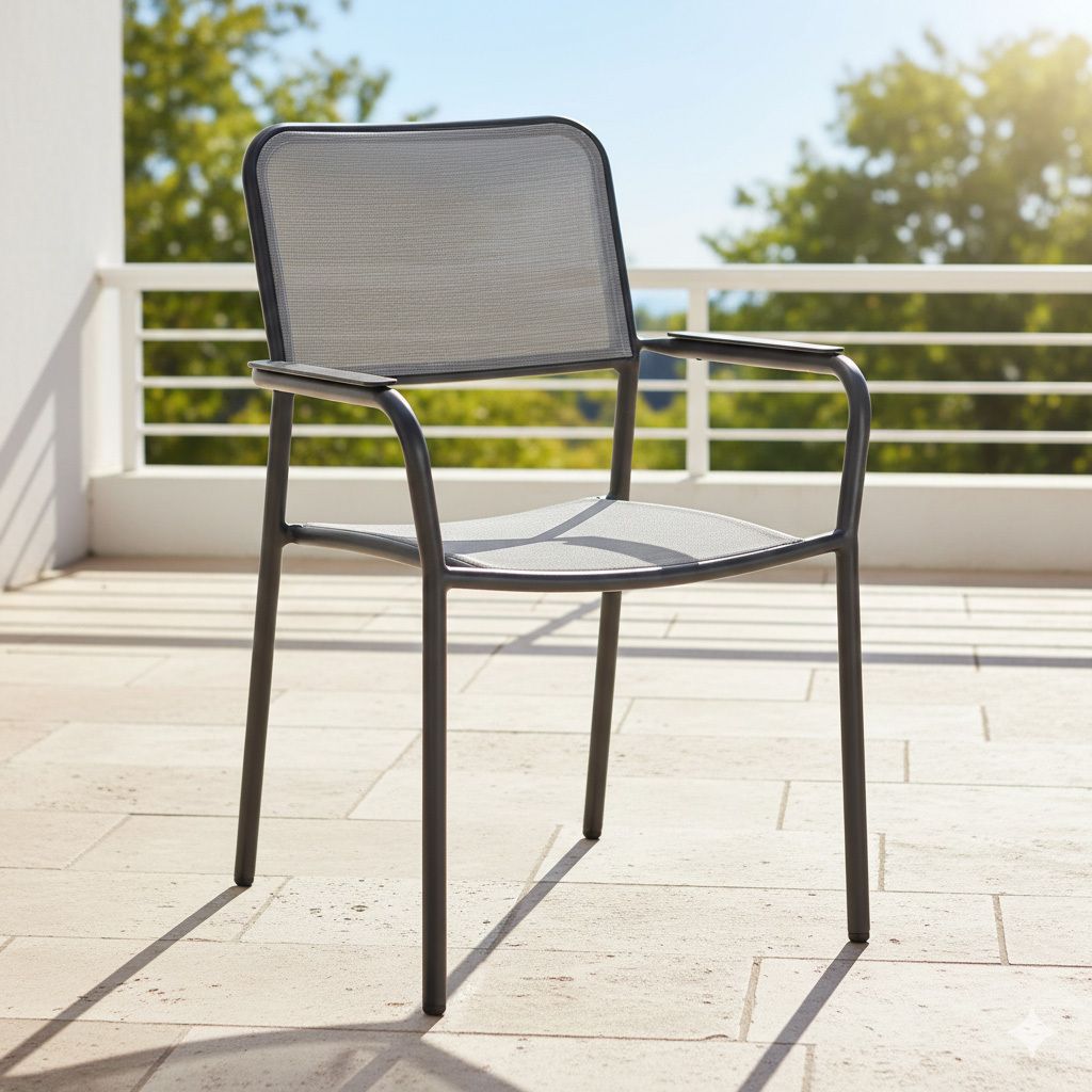 Stabelstol ute Joris aluminium/textilen 59x61 cm - Stern bakside