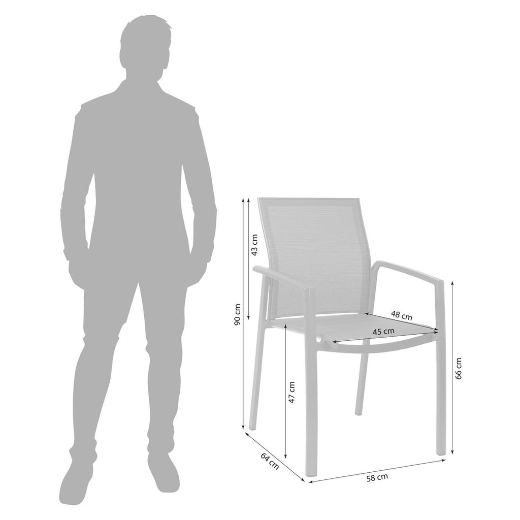 Stabelstol ute Kari aluminium tekstilen bakside