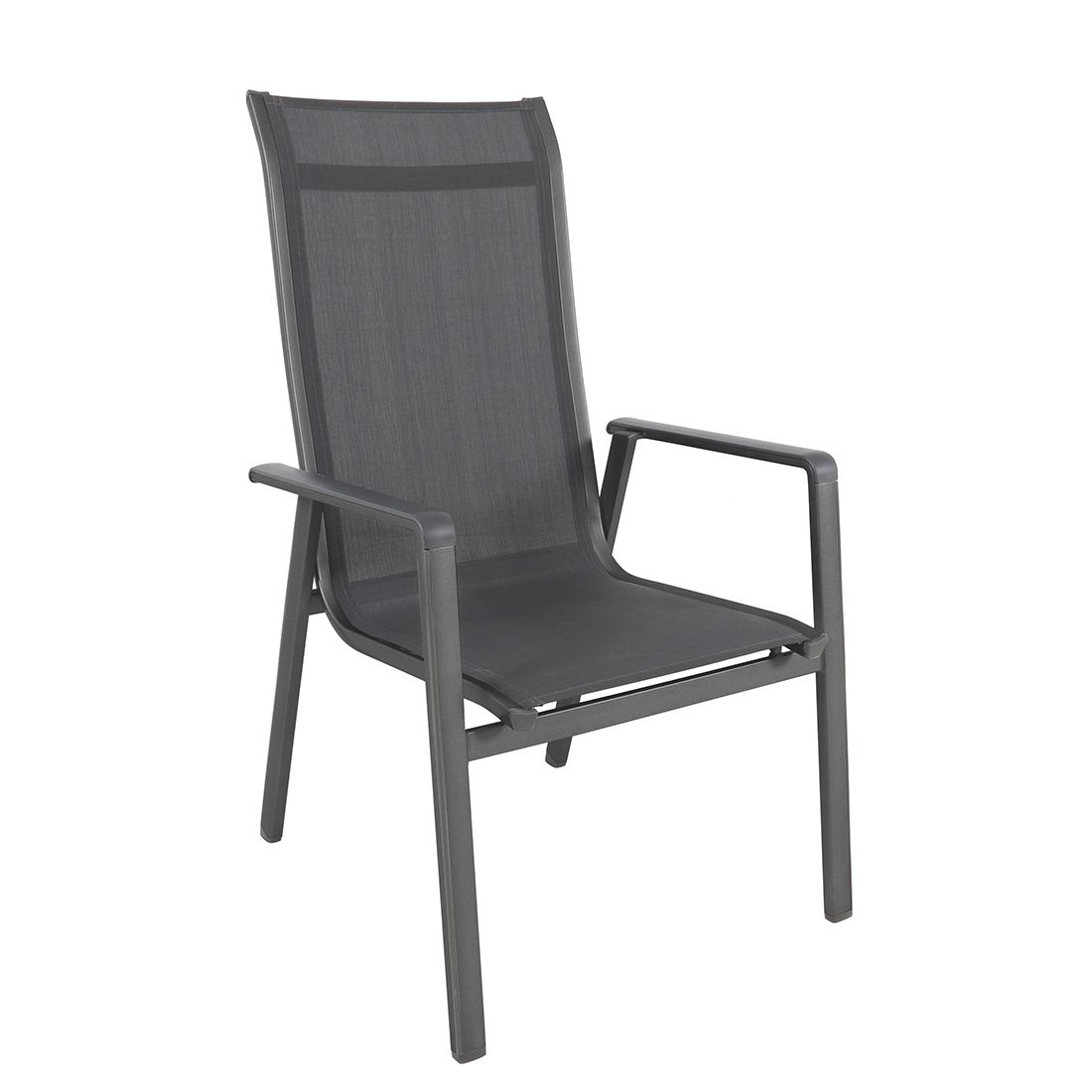 Stabelstol ute Kedline aluminium/textilen 64,5x69 cm i isengrå og antrasitt