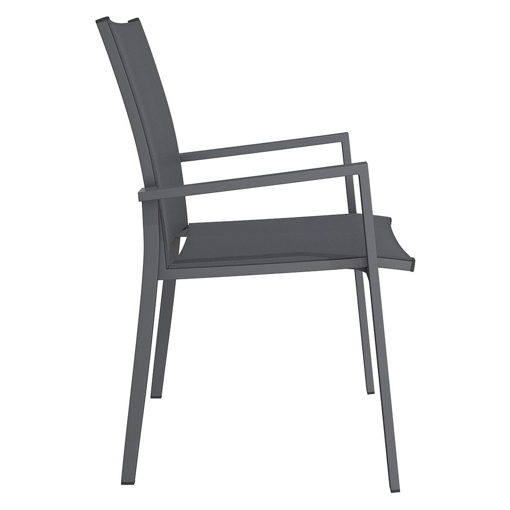 Stabelstol ute Kobe aluminium/textilen antrasitt montert på terrasse