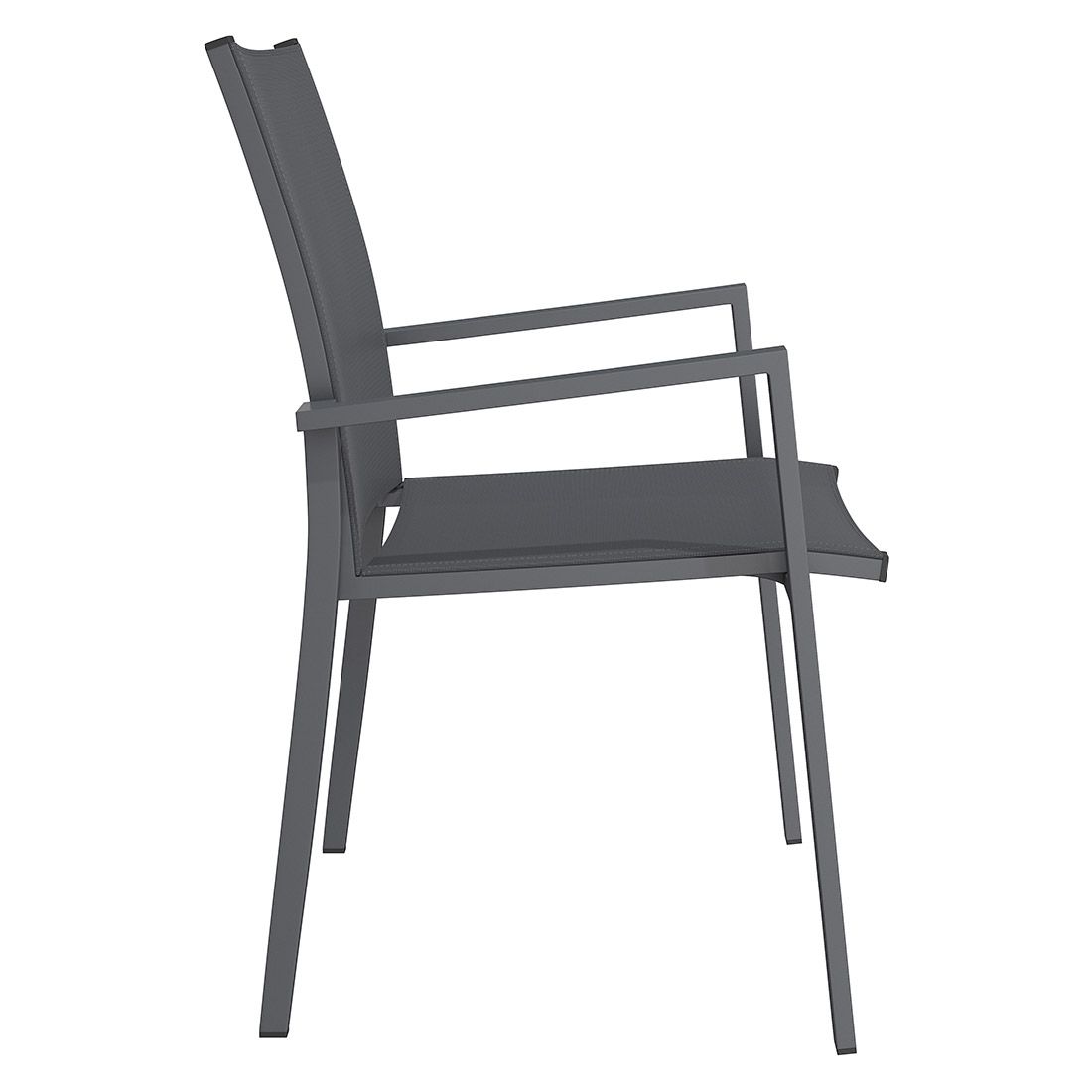 Stabelstol ute Kobe aluminium/textilen antrasitt montert på terrasse