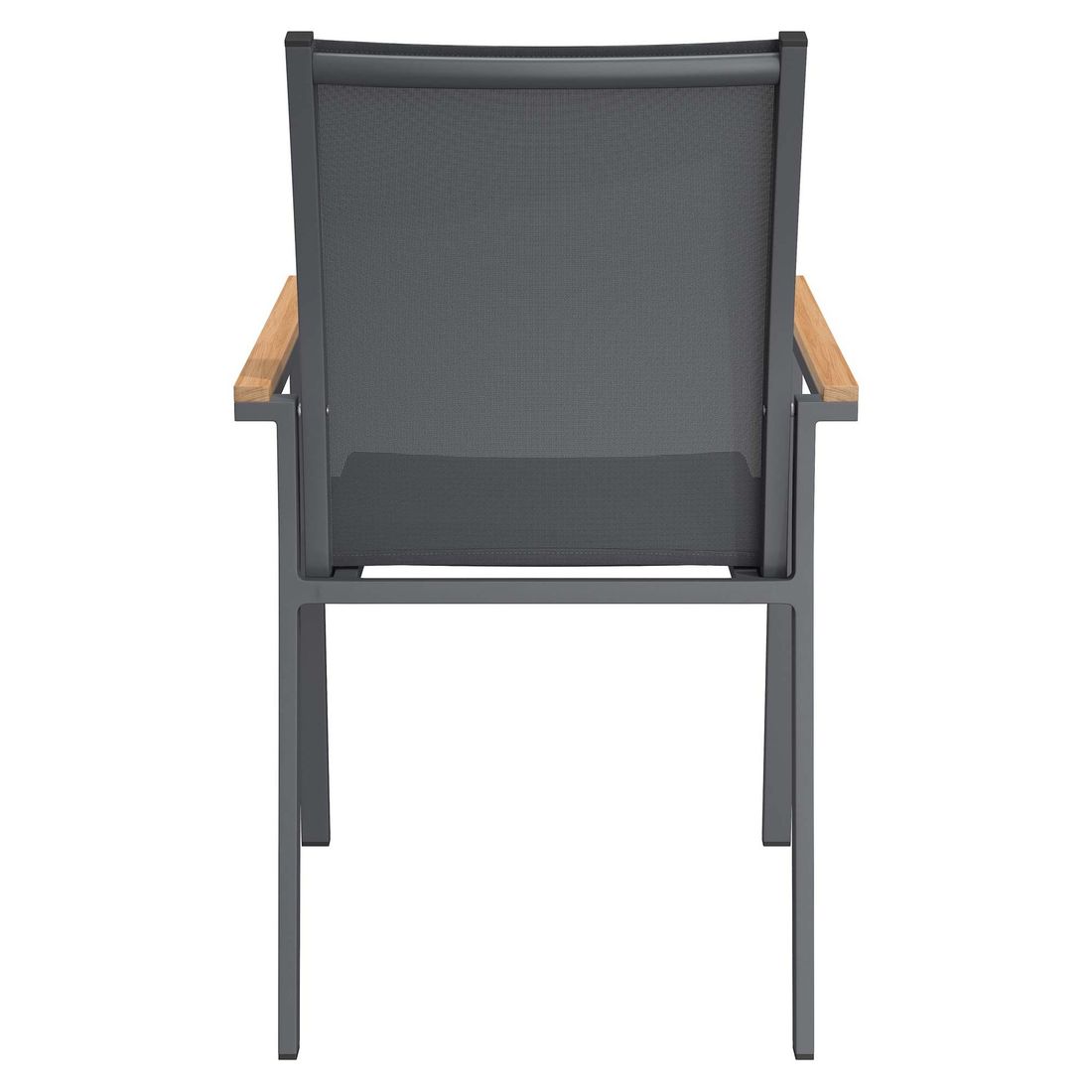 Stabelstol ute Kobe aluminium/textilen med teak-armlener - OUTLIV.