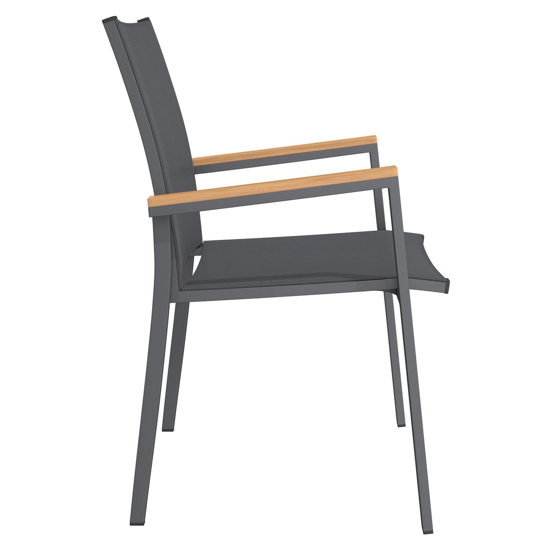 Stabelstol ute Kobe aluminium/textilen med teak-armlener - OUTLIV nærbilde tekstilene