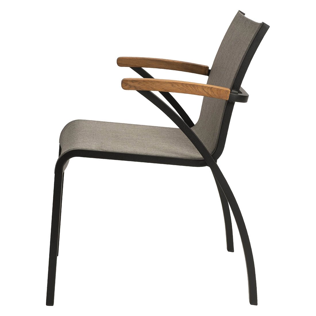 Stabelstol ute Laris aluminium/textilen 55x62 cm - Stern montert på terrasse
