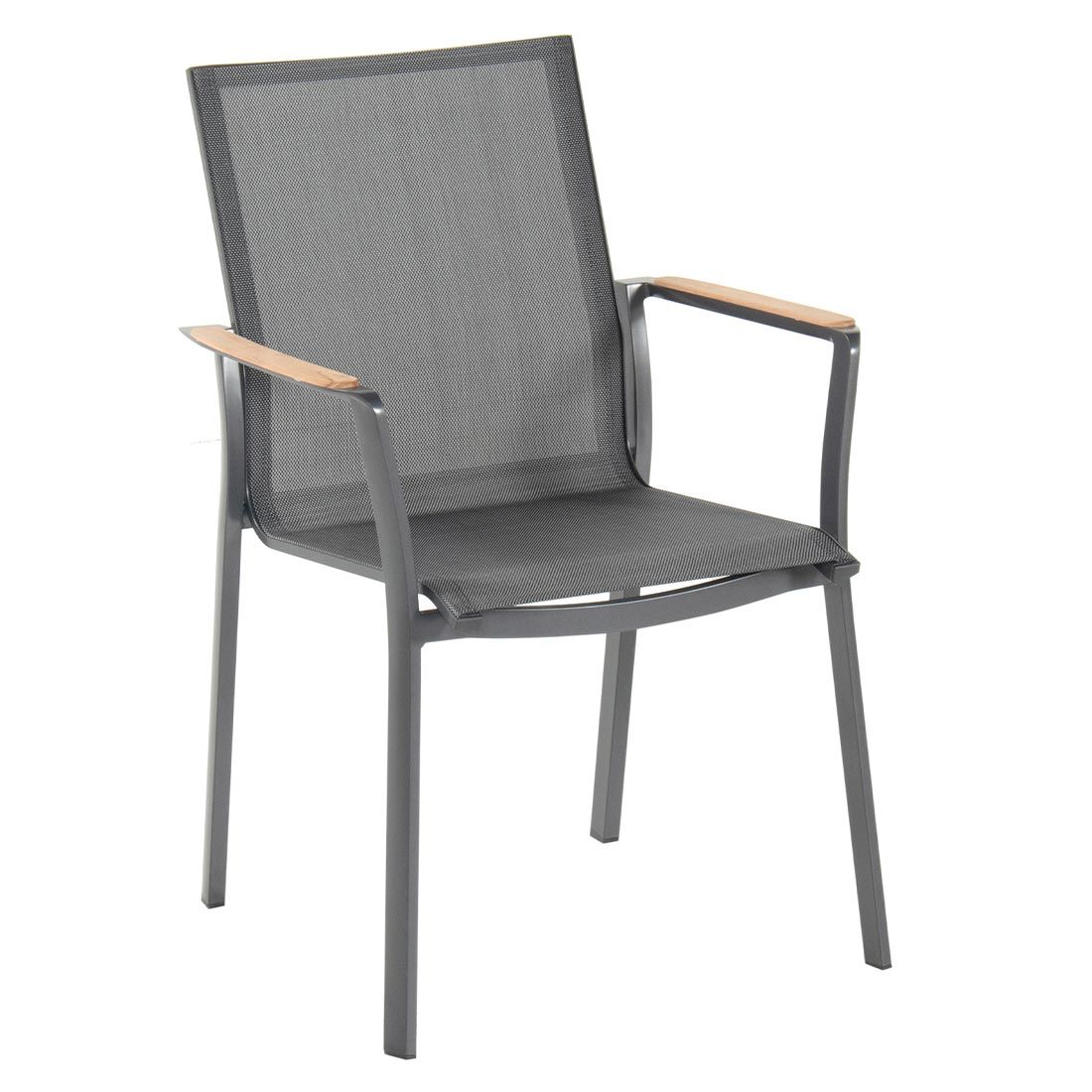 Stabelstol ute Lea aluminium/textilen/teak Hartman forfra