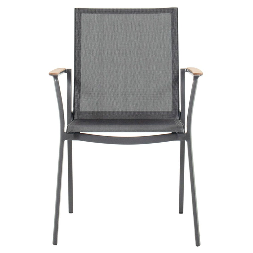 Stabelstol ute Lea aluminium/textilen/teak Hartman bakside