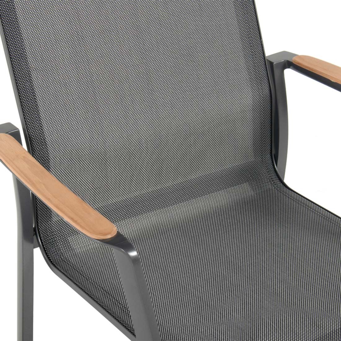 Montert Stabelstol ute Lea aluminium/textilen/teak Hartman i hage