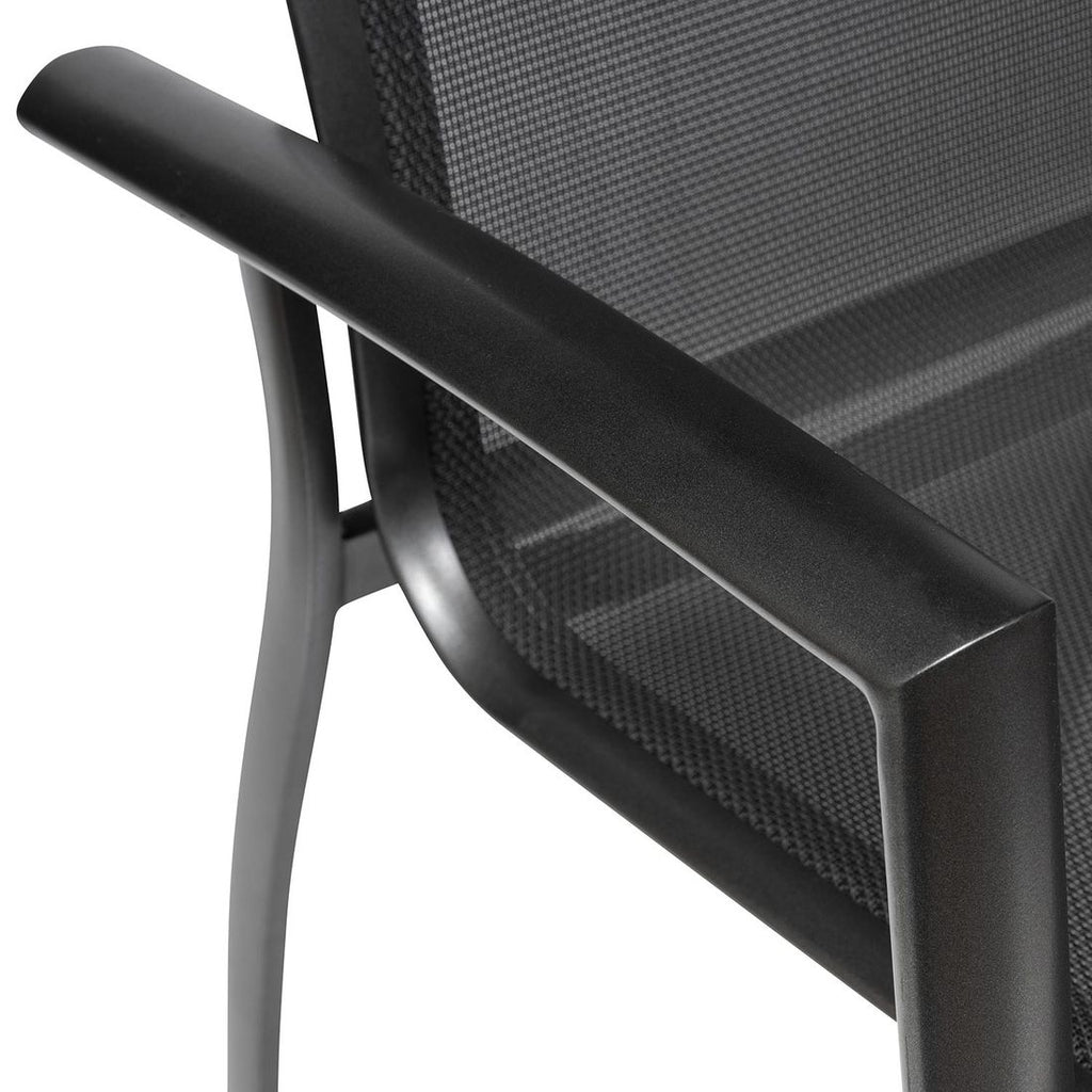 Sete og armlene på stabelstol ute Legato Curve aluminium tekstilen antrasitt