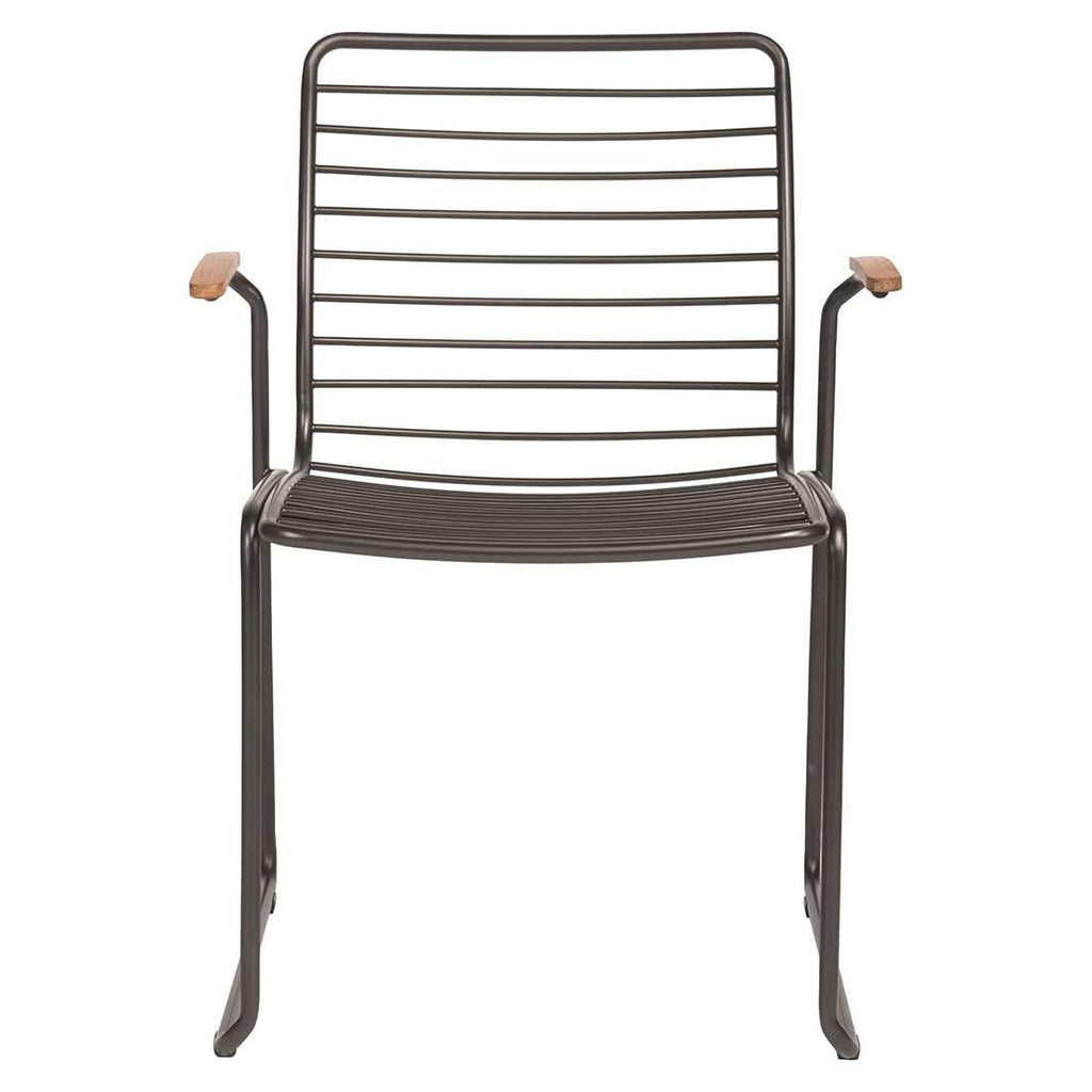 Stabelstol ute Levi rustfritt stål med teak armlener Stern bakside