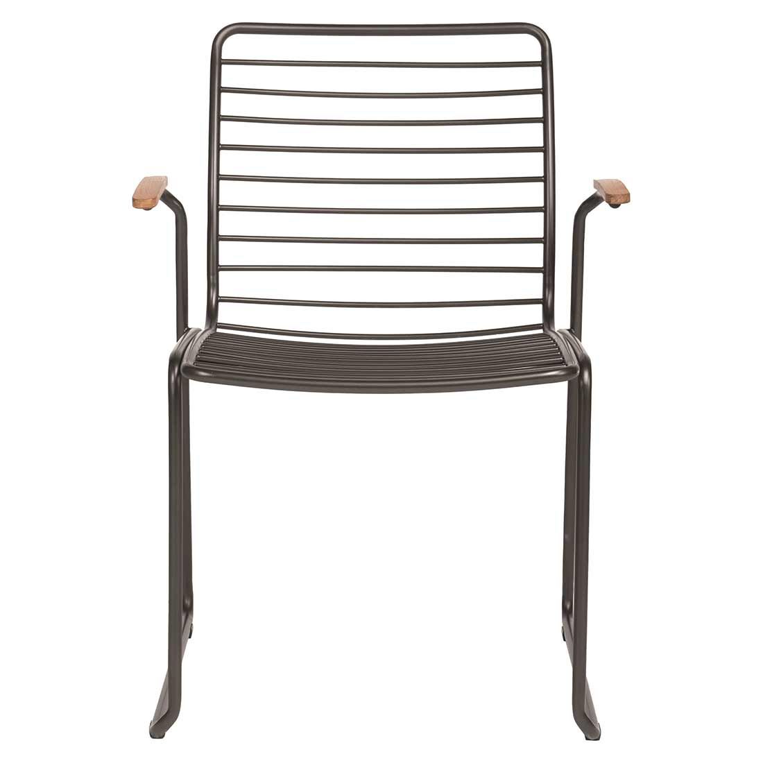 Stabelstol ute Levi rustfritt stål med teak armlener Stern bakside