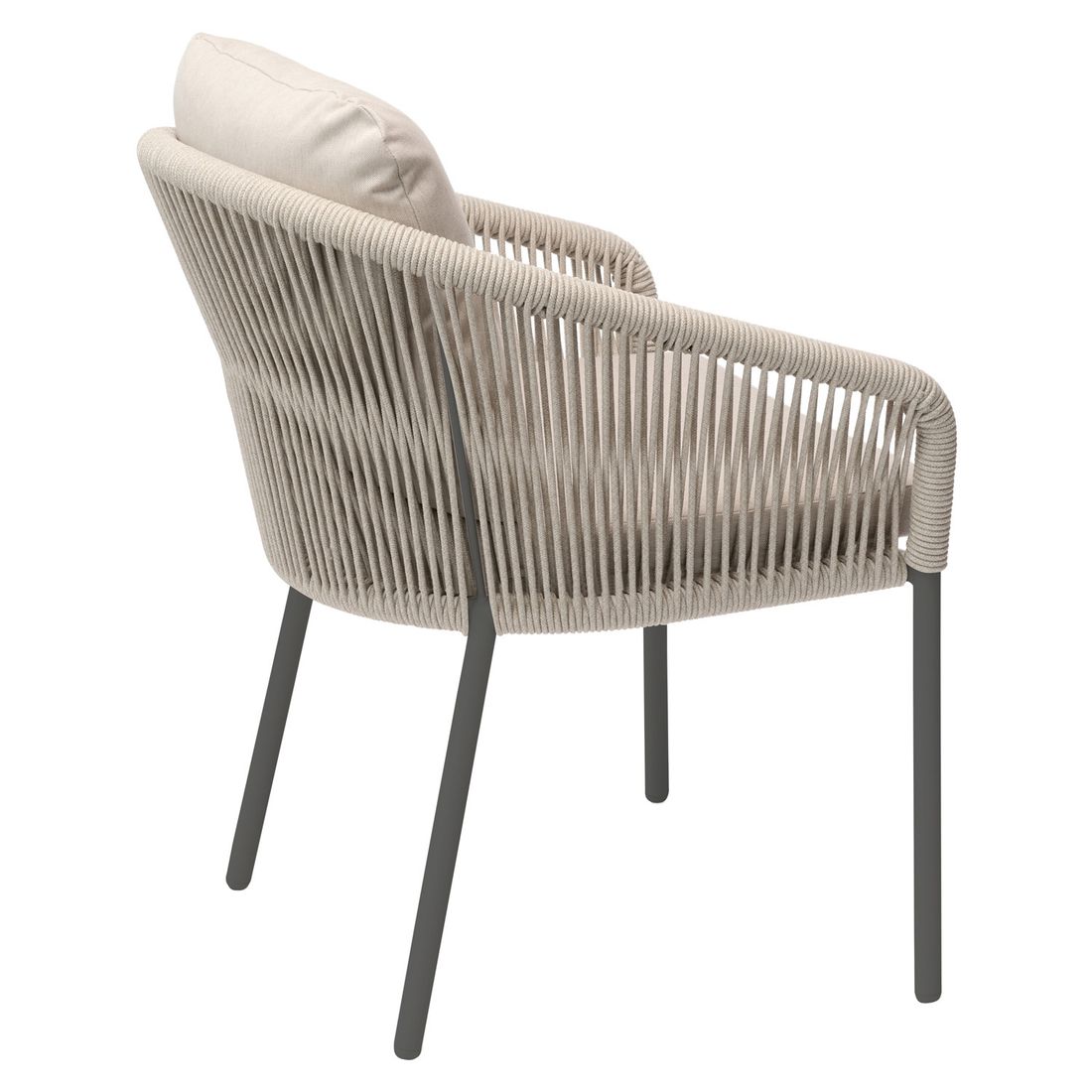 Stabelstol ute Loop aluminium/tau med puter 63x68 cm - Solpuri stablet