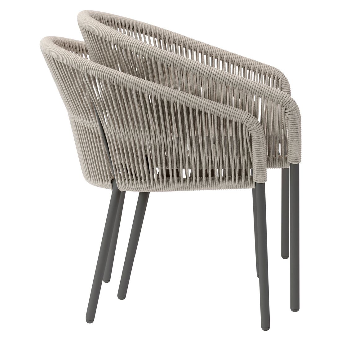 Sideprofil av Stabelstol ute Loop aluminium/tau med puter 63x68 cm - Solpuri