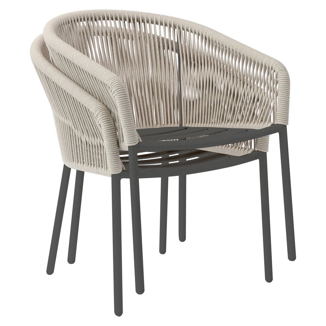Stabelstol ute Loop aluminium/tau med puter 63x68 cm - Solpuri i naturlig lys
