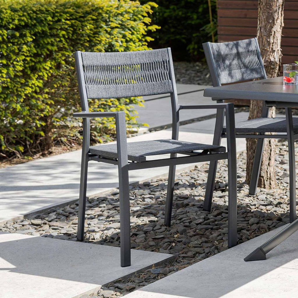 Stabelstol ute Lugano aluminium tau bakside