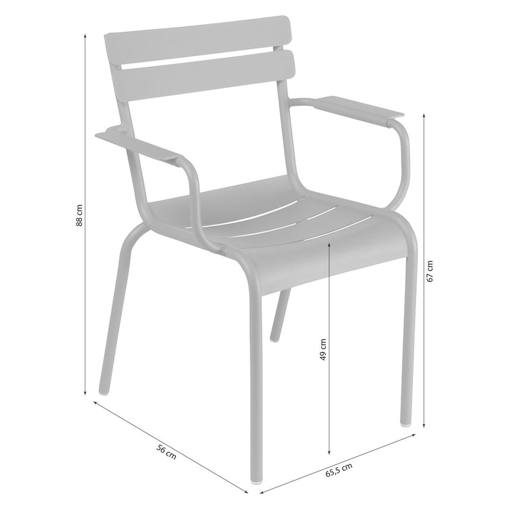 Stabelstol ute Luxembourg aluminium 65,5x56 cm detalj aluminiumramme