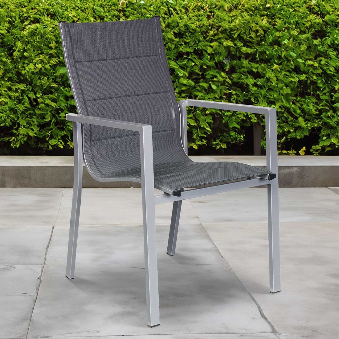 Stabelstol ute Melbourne aluminium/textilen 57x67 cm bakside