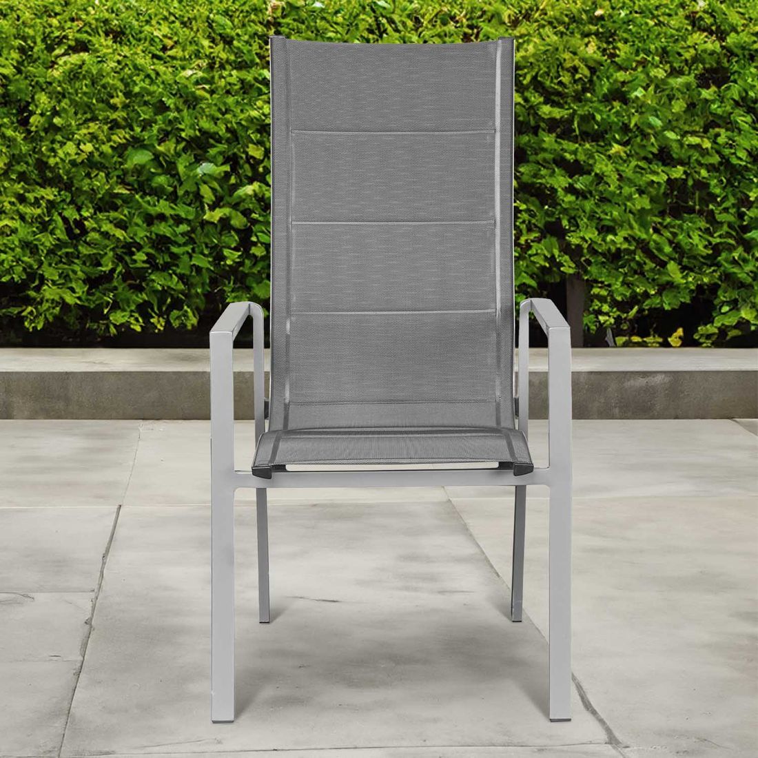 Stabelstol ute Melbourne aluminium/textilen 57x72 cm bakside