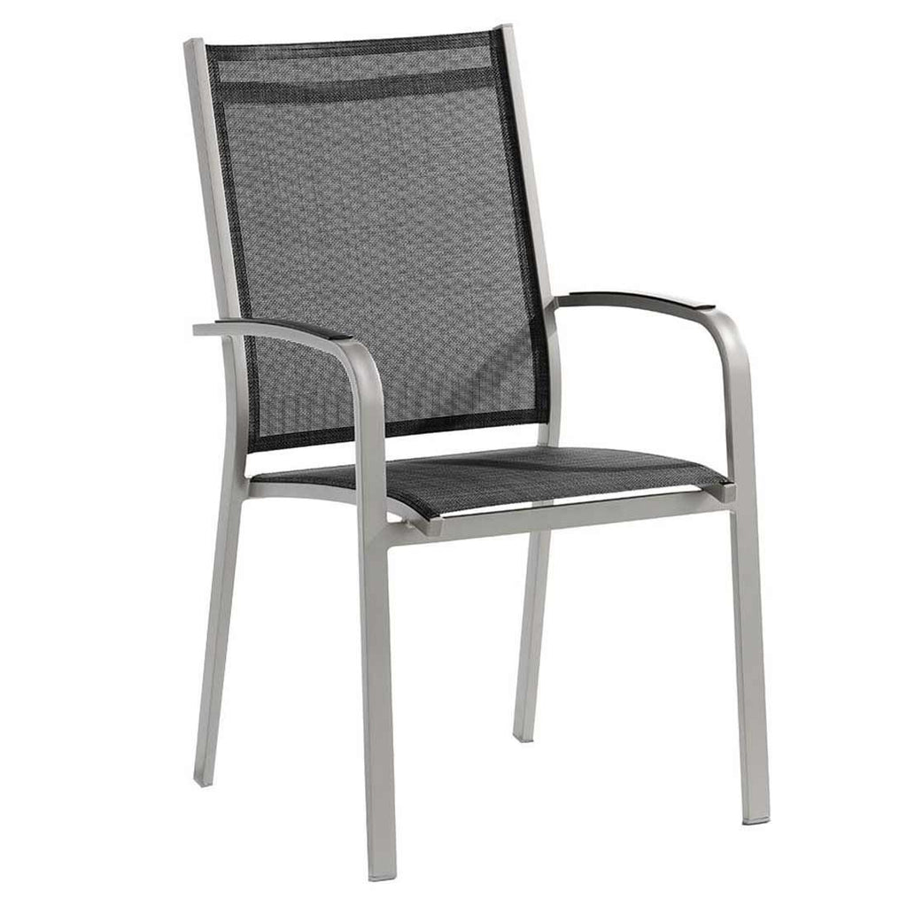 Stabelstol ute Meran aluminium/textilen 61x57 cm forfra