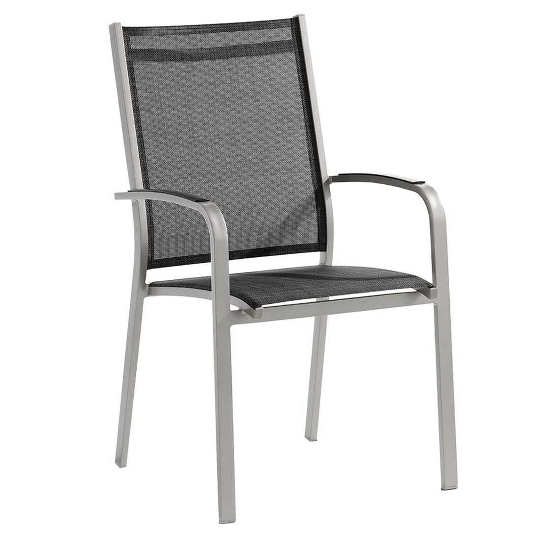 Stabelstol ute Meran aluminium/textilen 61x57 cm forfra