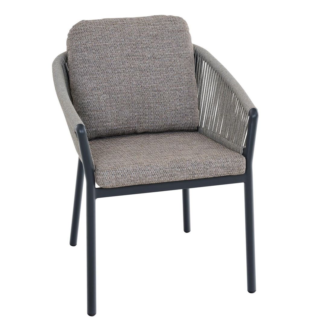 Stabelstol ute Merano aluminium med puter 62x67 cm forfra