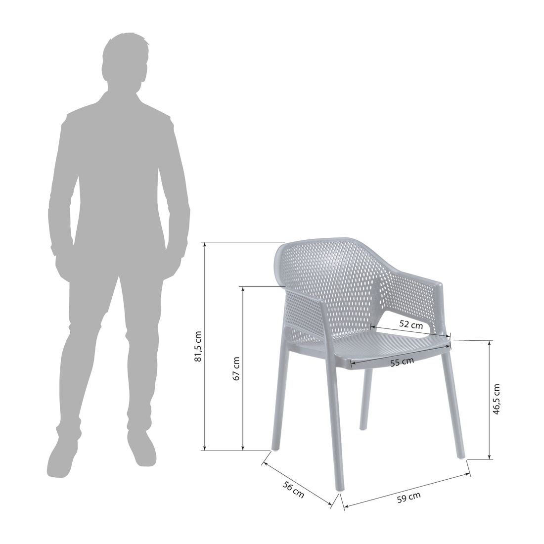 Stabelstol ute Minush plast svart 59x56 cm - Gaber detalj