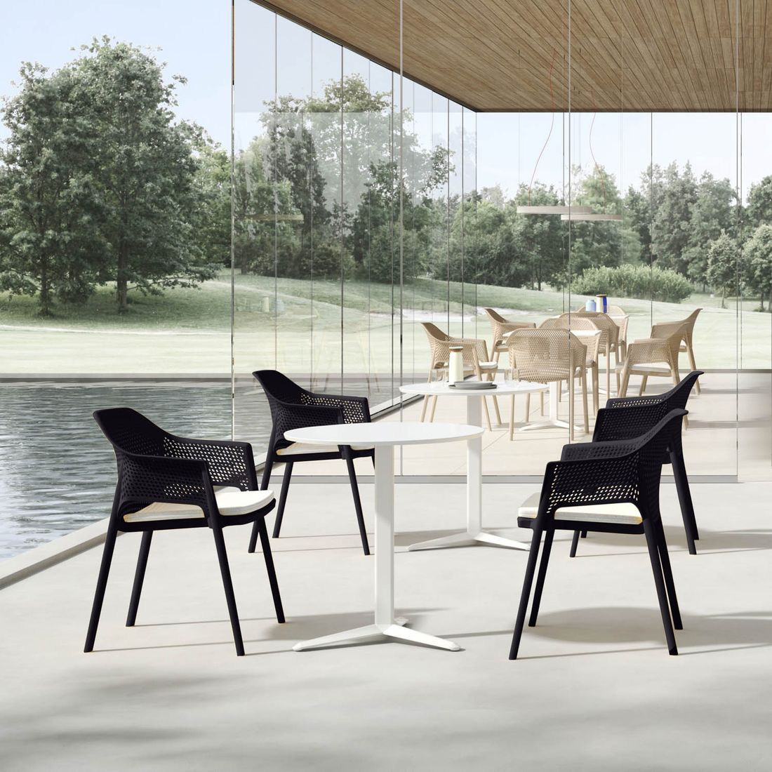 Stabelstol ute Minush plast svart 59x56 cm - Gaber detalj sete