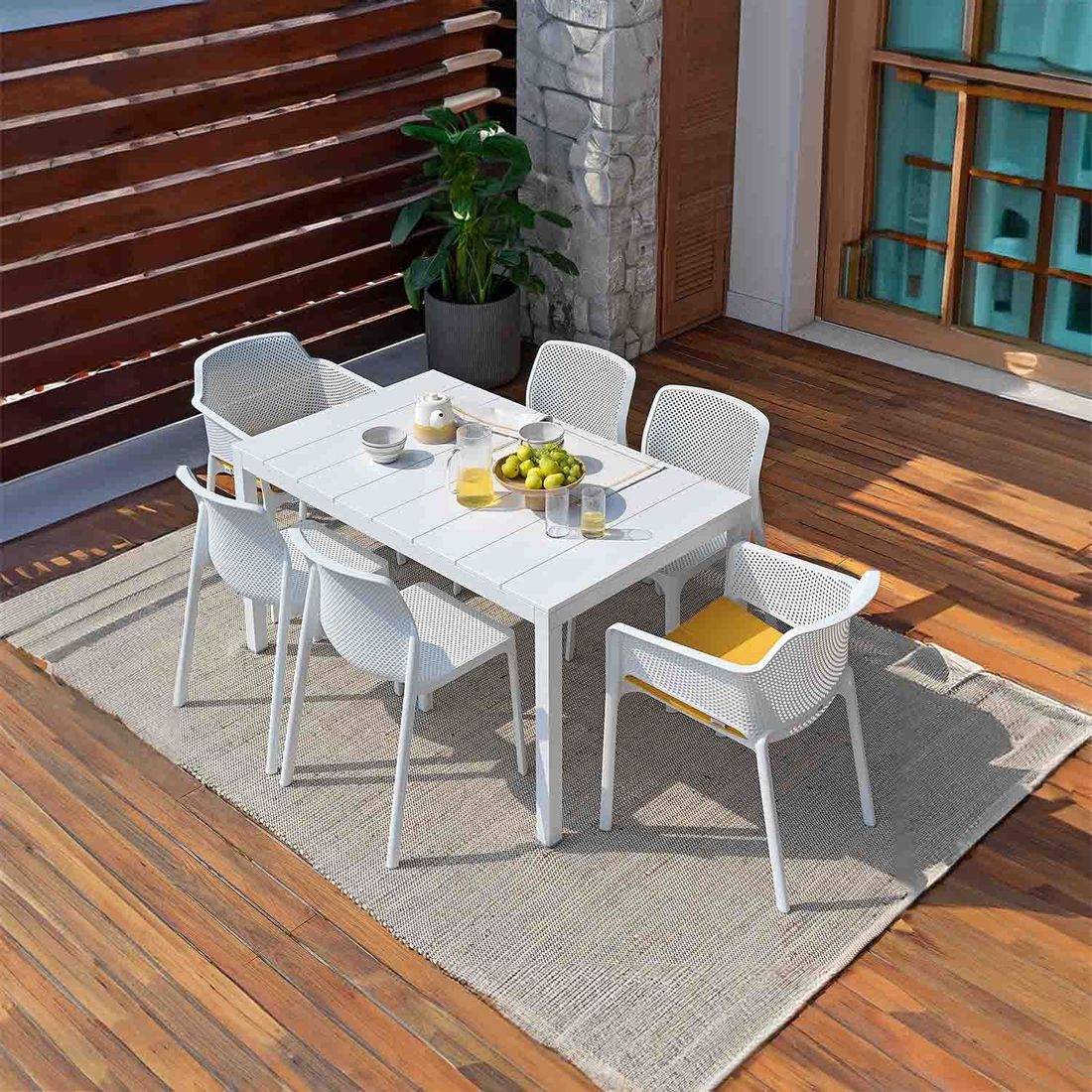 Stabelstol ute Net plast 60,5x58,5 cm hvit - Nardi