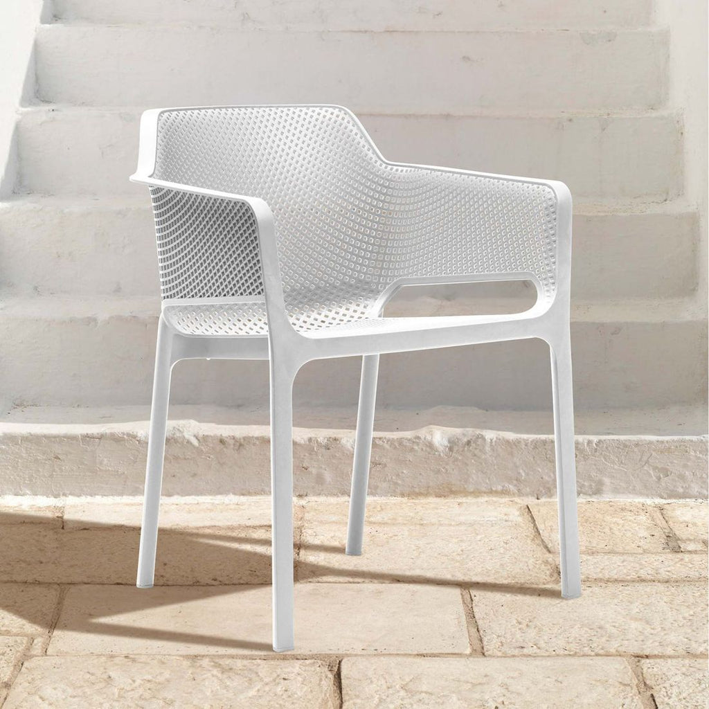 Montert Stabelstol ute Net plast 60,5x58,5 cm hvit - Nardi i hage