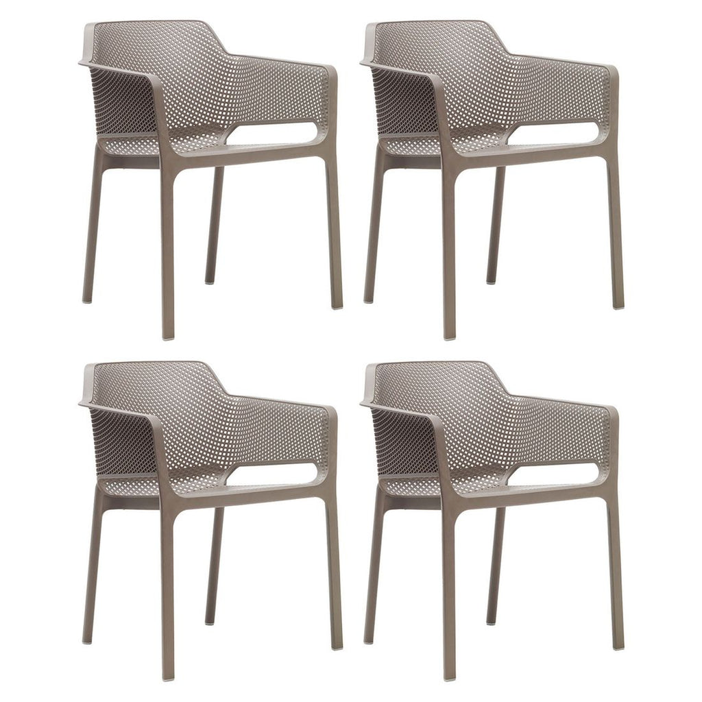 Stabelstol ute Net sett plast taupe detalj av sete