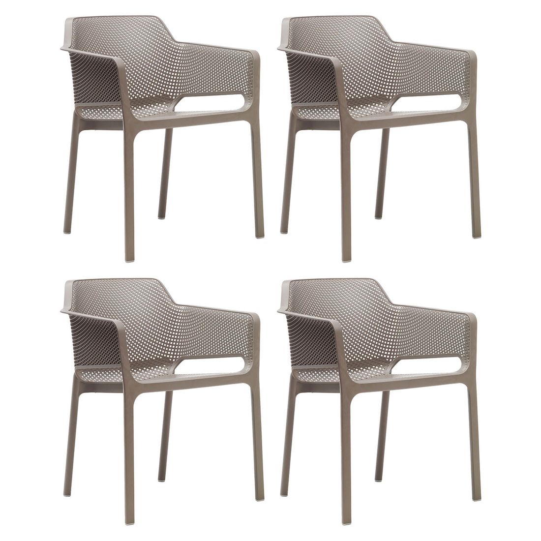 Stabelstol ute Net sett plast taupe detalj av sete