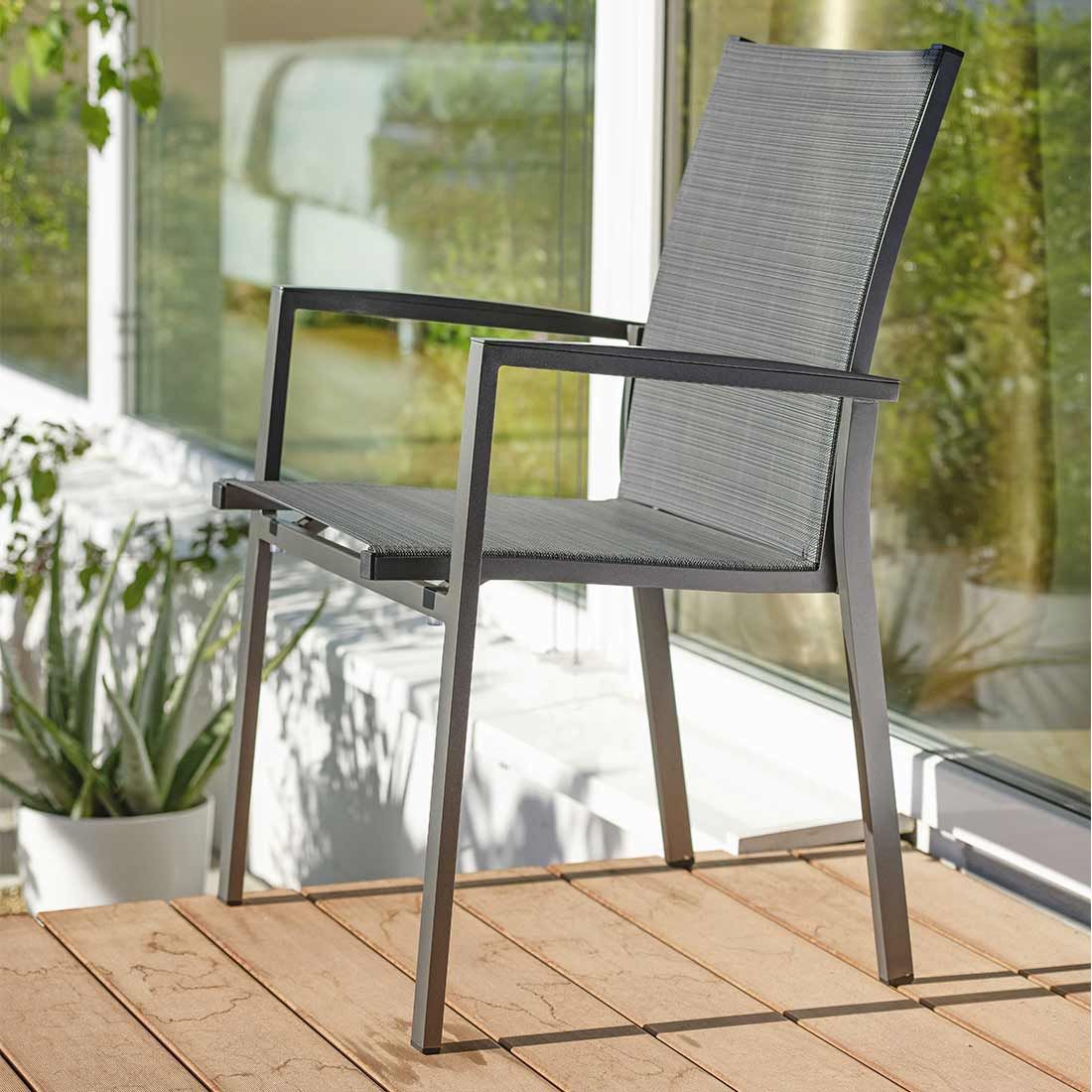 Stabelstol ute New Levanto aluminium/textilen - Stern detalj av tekstilen materiale