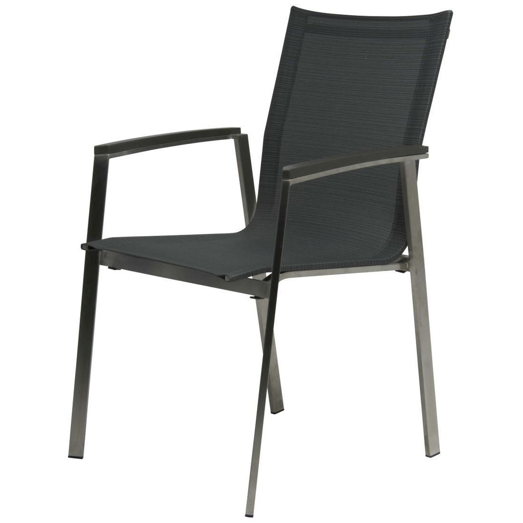 Stabelstol ute New Top rustfritt stål/textilen 63x67 cm - Stern bakside