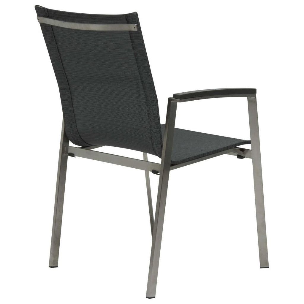 Stabelstol ute New Top rustfritt stål/textilen 63x67 cm - Stern stabelbar funksjon